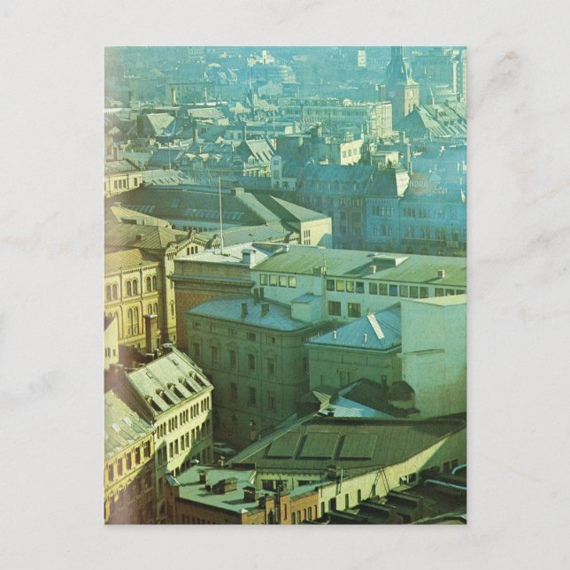 Cartão Postal Vintage Norway, Oslo, City Center (Frente)