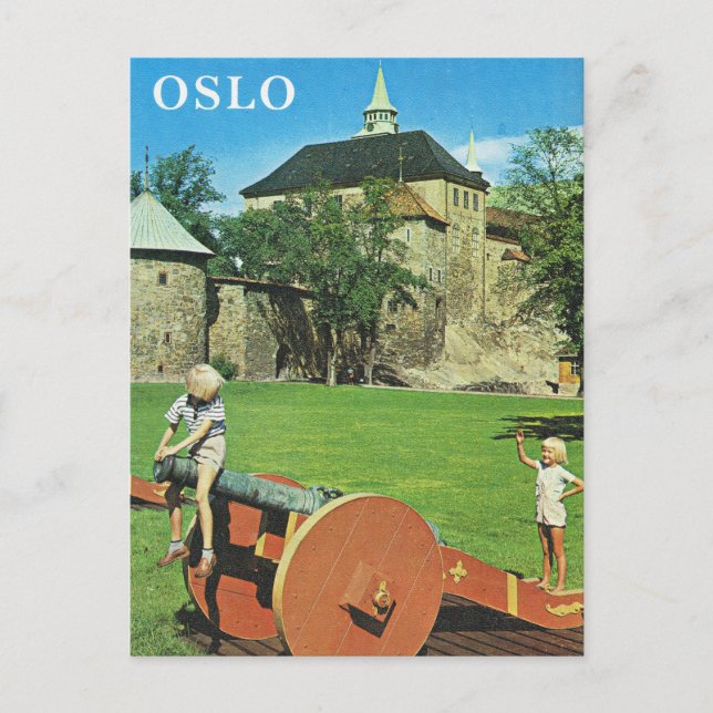 Cartão Postal Vintage Norway, Oslo, Fortificações (Frente)