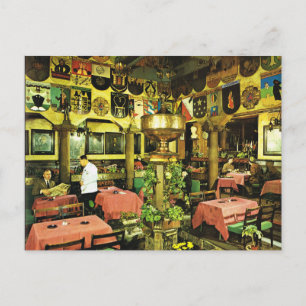 Cartão Postal Vintage Norway, Oslo, restaurante tradicional