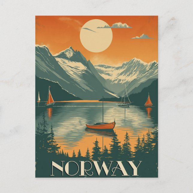Cartão Postal Vintage Norway Viagem (Frente)