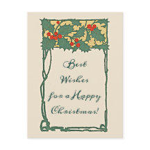 Vintage Nostalgic Christmas Holly Berries Holiday