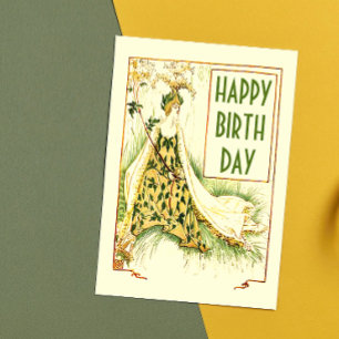 Cartão Postal Vintage Nouveau Meadowdoce Walter Crane Aniversári