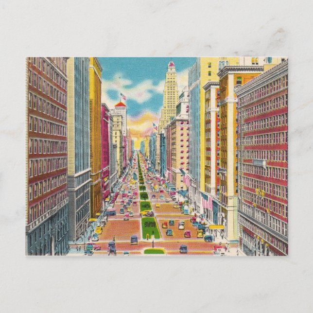 Cartão Postal Vintage Nova Iorque, EUA - (Frente)