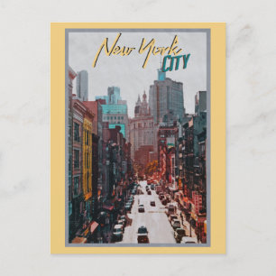 Cartão Postal Vintage Nova Iorque Street Skyline Viagem