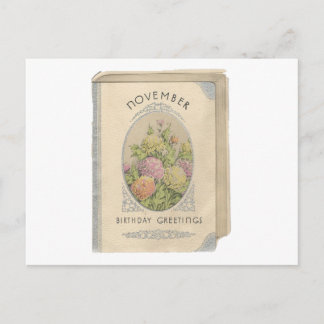 Cartão Postal Vintage Novembro Aniversário