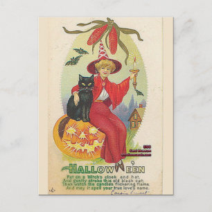 Cartão Postal Vintage o Dia das Bruxas do KRW