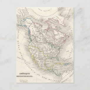 Cartão Postal Vintage - O velho mapa mundial - Américas