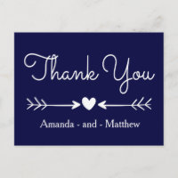 Vintage Obrigado Marinho Coração Azul e Branco e S