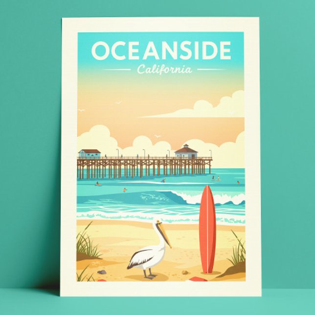 Cartão Postal Vintage Oceanside California (Criador carregado)