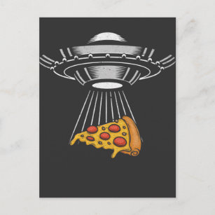 Cartão Postal Vintage OFO Pizza Abdução Alienígena Retro Espaçam