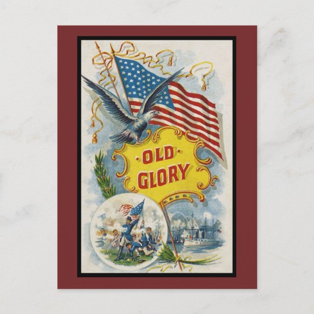 Cartão Postal Vintage Old Glory América  (Frente)