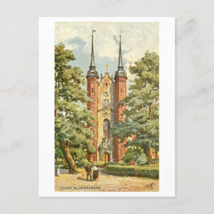 Cartão Postal Vintage Oliwa/Oliva Abbey em Danzig/Gdansk