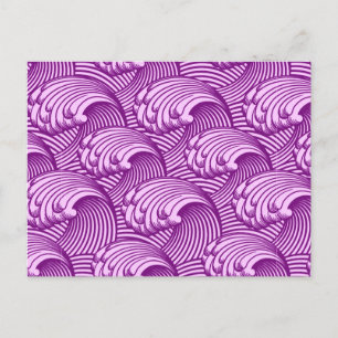 Cartão Postal Vintage Ondas Japonesas, Roxo-do-Crepúsculo e Lil