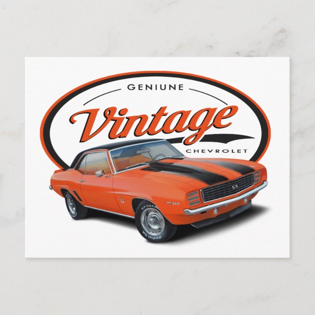 Cartão Postal Vintage Orange Camaro (Frente)