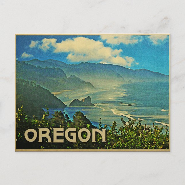Cartão Postal Vintage Oregon Coastline (Frente)