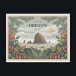 Cartão Postal Vintage Oregon State Travel Cannon Beach Haystack<br><div class="desc">For many travelers, finding an Oregon-themed keepsake that captures the moody, majestic spirit of the coastline without feeling like a generic tourist souvenir is a difficult task. Most coastal merchandise relies on low-quality photography or loud, cluttered graphics that fail to translate into a sophisticated home or office environment. This design...</div>
