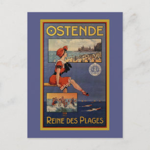 Cartão Postal Vintage Ostend Summer viagem balnear beleza