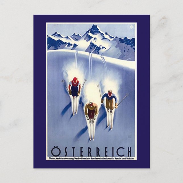 Cartão Postal Vintage Österreich Ski (Frente)