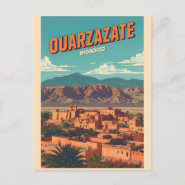 Cartão Postal Vintage Ouarzazate city kasbah Sahara Desert moroc