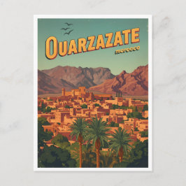 Cartão Postal Vintage Ouarzazate city kasbah Sahara Desert moroc