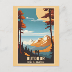Cartão Postal Vintage Outdoor Hiking Nature Adventure