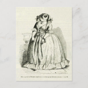 Cartão Postal Vintage Owl Woman