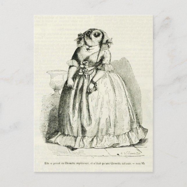 Cartão Postal Vintage Owl Woman (Frente)