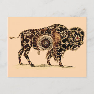 Cartão Postal Vintage Painted Bison