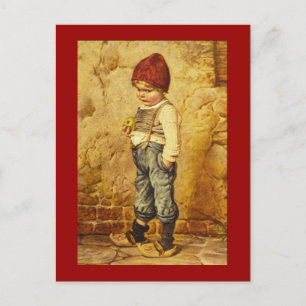 Cartão Postal Vintage Painting of Hansel Holding an Apple