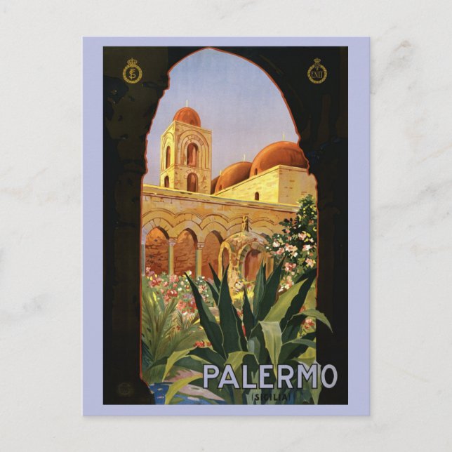 Cartão Postal Vintage Palermo Itália Retro Viagem italiano (Frente)