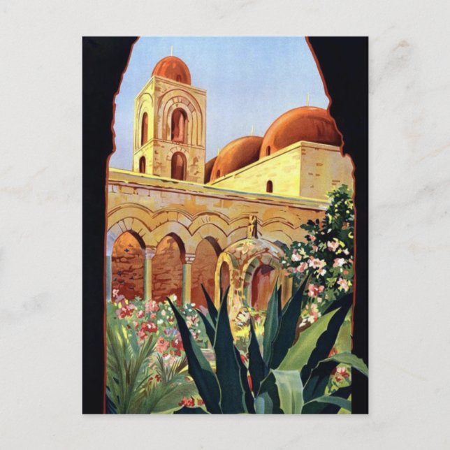 Cartão Postal Vintage Palermo Sicilia (Frente)
