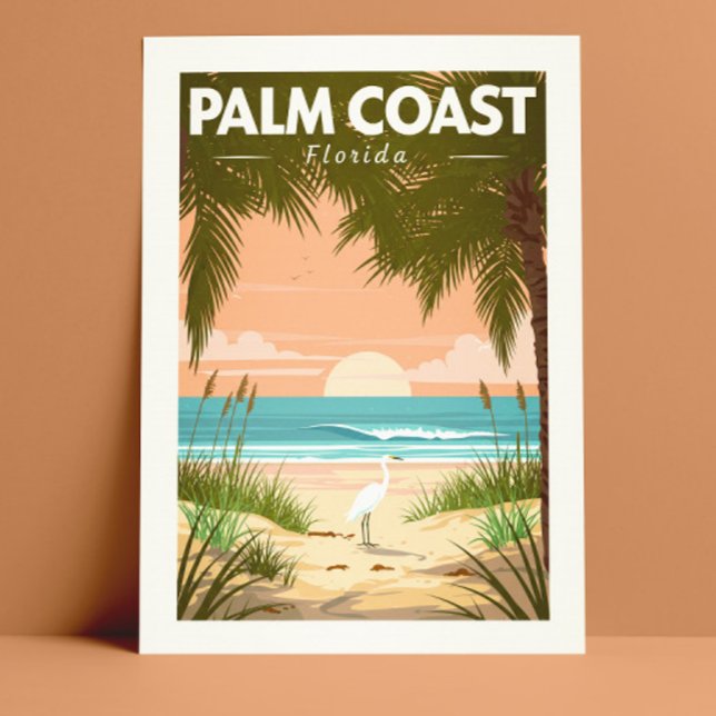 Cartão Postal Vintage Palm Coast Flórida (Criador carregado)