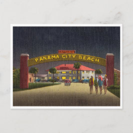 Cartão Postal Vintage Panama City Beach, Flórida, cena noturna