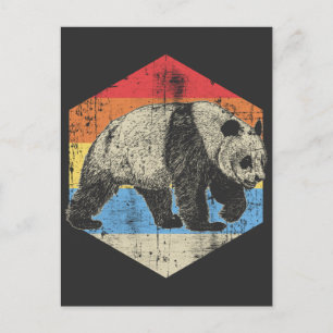 Cartão Postal Vintage Panda Art Zoo Bem-Estar Animal