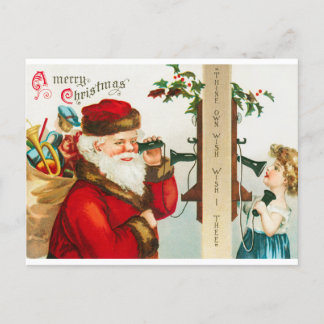 Cartão Postal Vintage Papais noeis Feliz Natal