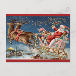 Cartão Postal Vintage Papais noeis Feliz Natal
