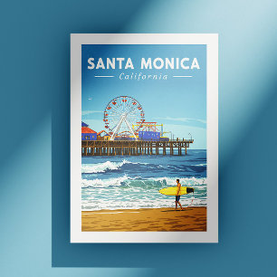 Cartão Postal Vintage Papais noeis Monica California