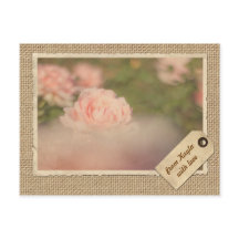 Vintage Paper Frame Viagem Tag Autumn Rosa Burlap