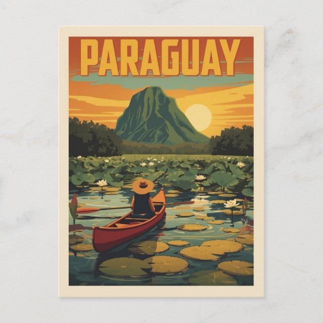 Cartão Postal Vintage Paraguay Travel Poster Nature Lake (Frente)