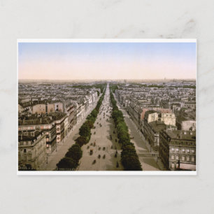 Cartão Postal Vintage Paris, Avenue dos Champs-Élysées panoram