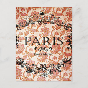Cartão Postal Vintage Paris Damask