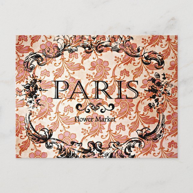Cartão Postal Vintage Paris Damask (Frente)
