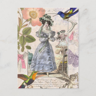 Cartão Postal Vintage Paris Fashion Collage La La!