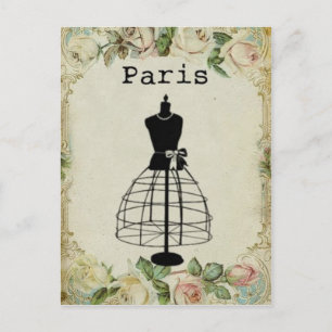 Cartão Postal Vintage Paris Fashion Dress Form