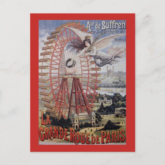 Cartão Postal Vintage Paris Ferris Wheel Advertisement (Frente)