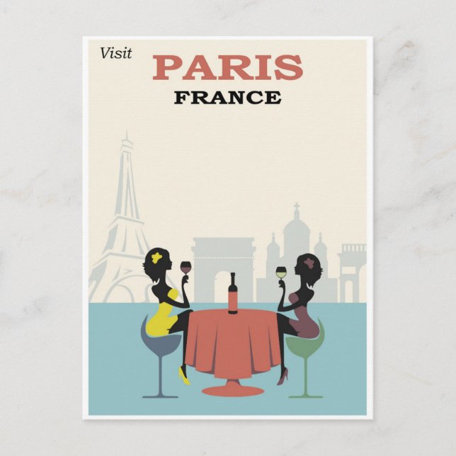 Cartão Postal Vintage Paris France Viagem Landmarks (Frente)