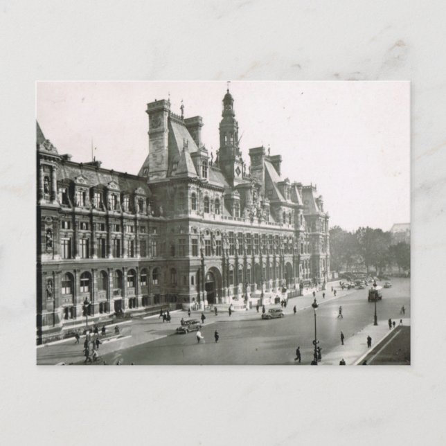 Cartão Postal Vintage Paris, Hotel de Ville (Frente)