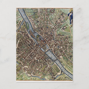Cartão Postal Vintage Paris Map shabbychic