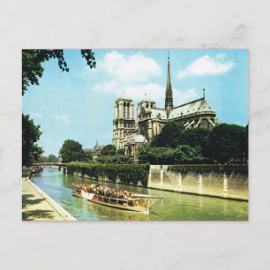 Cartão Postal Vintage Paris, Notre Dame, Bateau Mouche