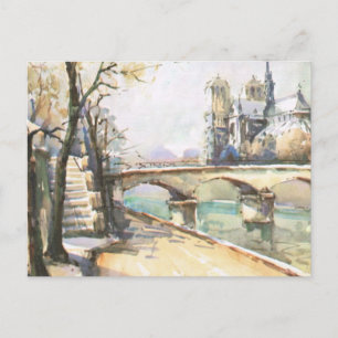 Cartão Postal Vintage Paris, Notre Dame, La Seine
